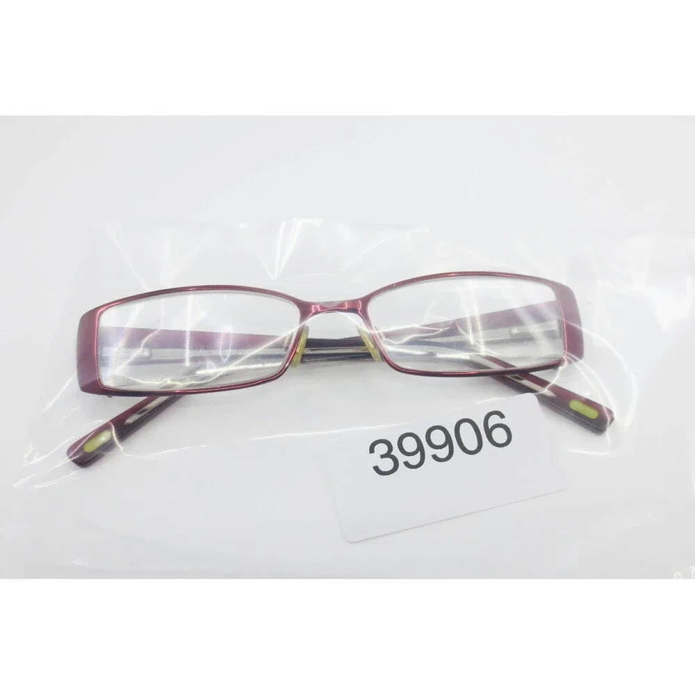 Sigrid Olsen Rubina Red Rectangular Eyeglass Frames 52-16-135 Leaf Pattern 39906